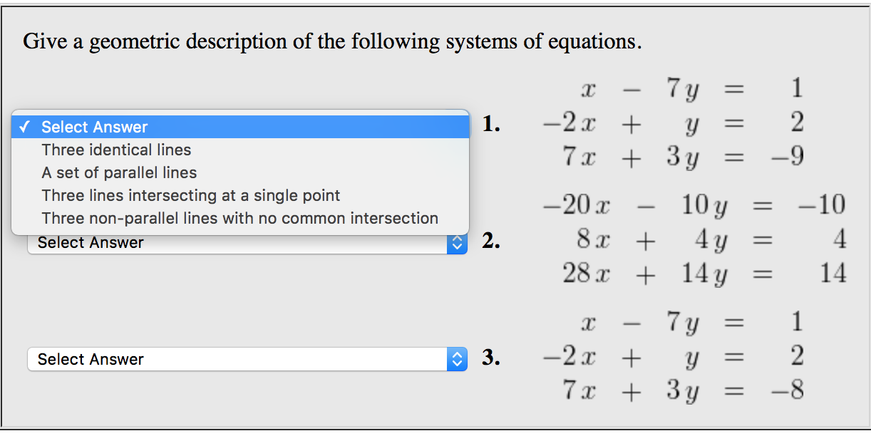 Solved Give a geometric description of the following systems | Chegg.com