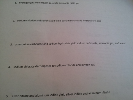 gas hydrogen ammonia nitrogen yield equations reactants chemical write nh3 balance barium