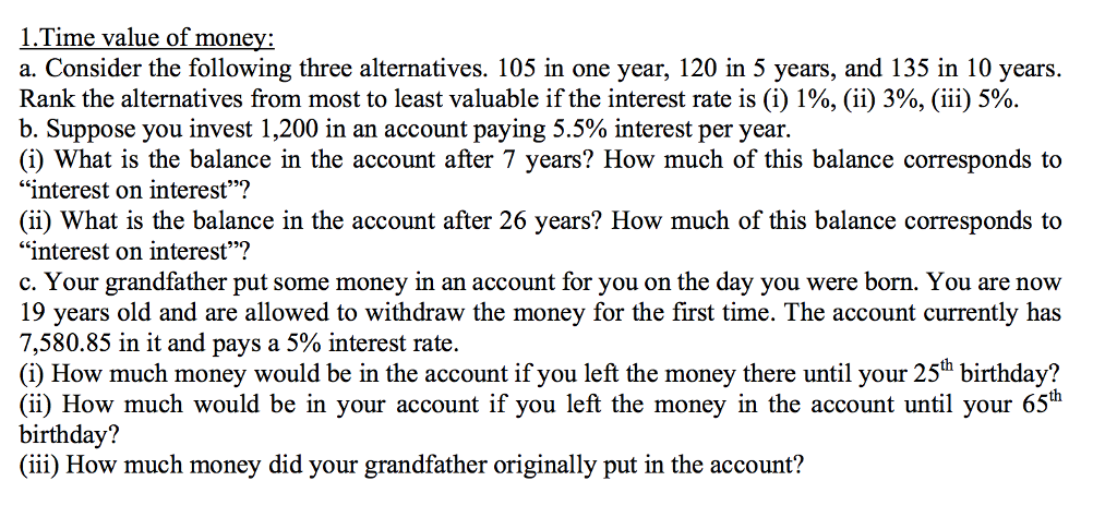 Solved Time value of money: a. Consider the following three | Chegg.com