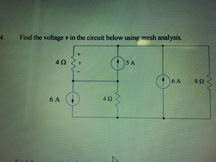Solved Find the voltage v in the circuit below using mesh | Chegg.com