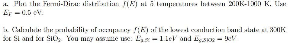 Solved Plot the Fermi-Dirac distribution f(E) at 5 | Chegg.com