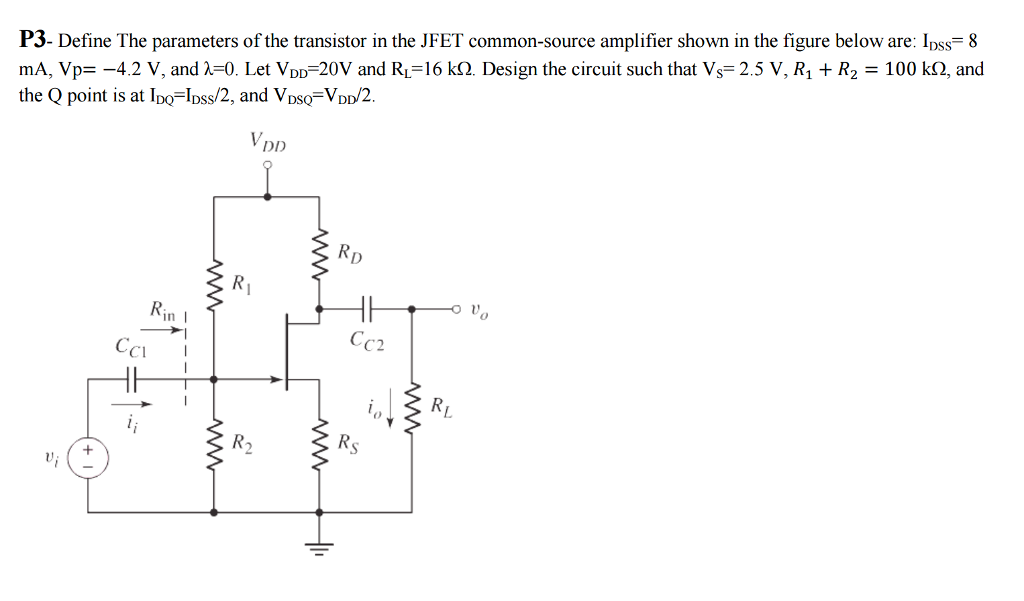 Solved Define The parameters of the transistor in the JFET