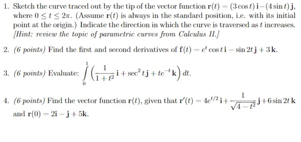 Solved 1. Sketch the curve traced out by the tip of the | Chegg.com