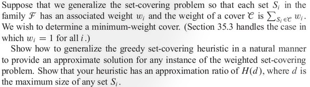 Suppose that we generalize the set-covering problem | Chegg.com