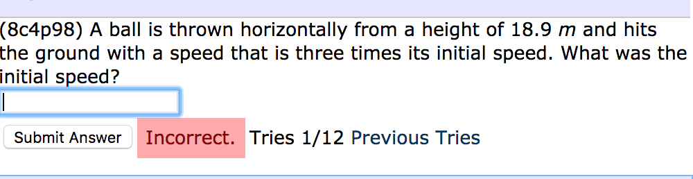 Solved (8c4p98) A Ball Is Thrown Horizontally From A Height | Chegg.com