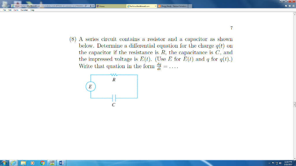 Solved A series circuit contains a resistor and a capacitor