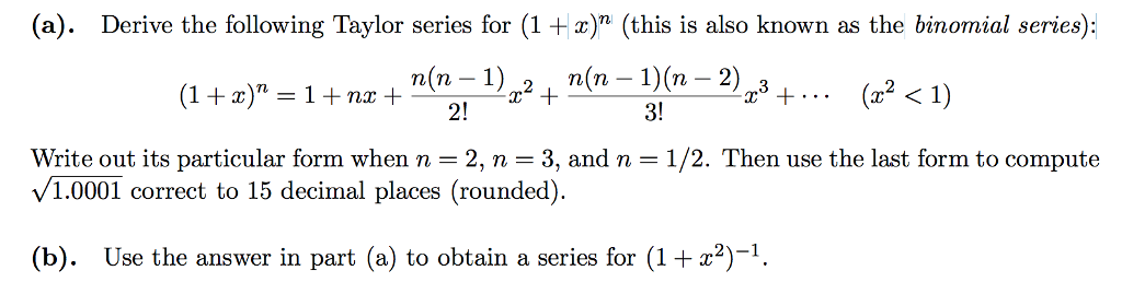 Solved Derive The Following Taylor Series For 1 X N Free Nude Porn Photos
