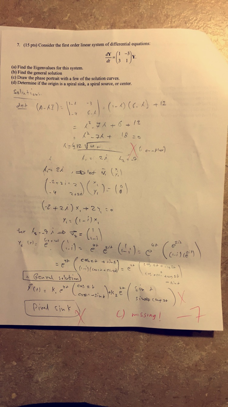 Solved 5 pts consider the first order linear system of | Chegg.com