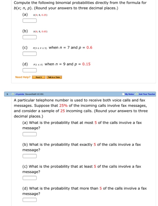 Solved Compute the following binomial probabilities directly | Chegg.com