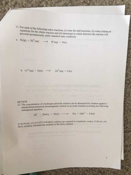 Solved For each of the following redox reactions, (i) write | Chegg.com