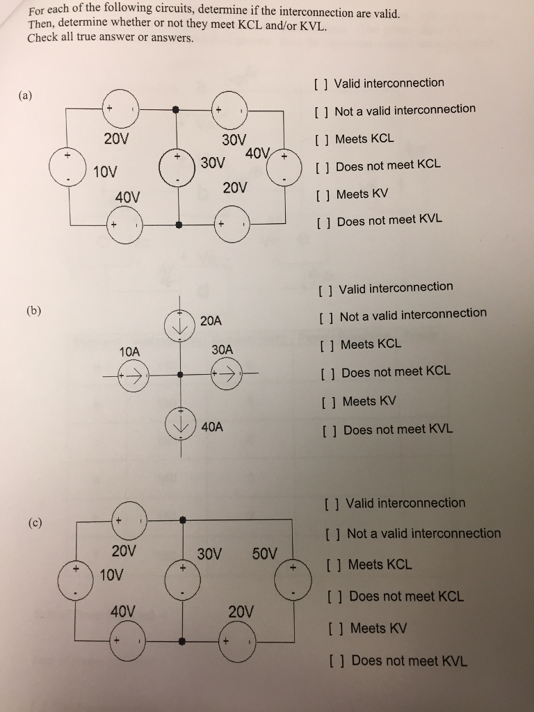 Solved For each of the following circuits, determine if the | Chegg.com