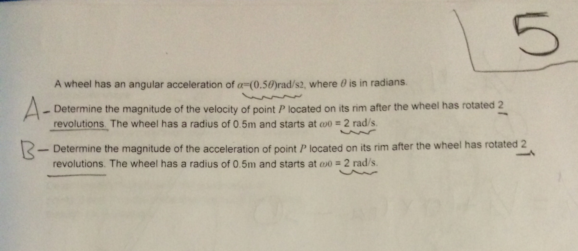 Solved A wheel has angular acceleration of | Chegg.com
