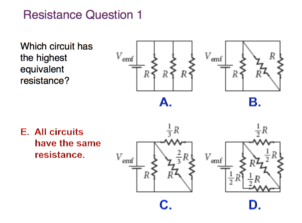 Solved Resistance Question 1 Which circuit has the highest