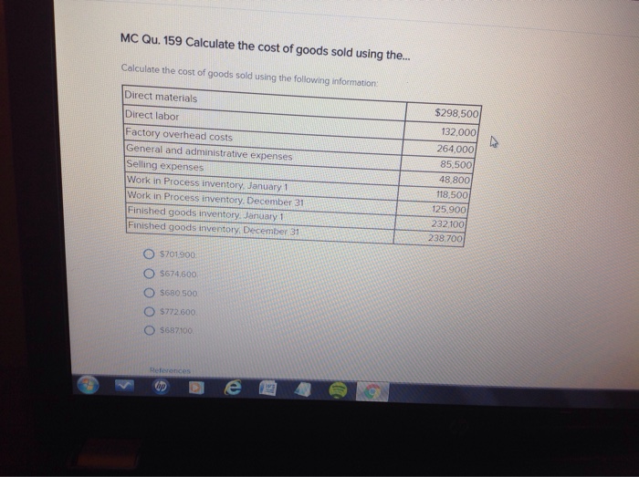 cost of goods sold is calculated by using quizlet