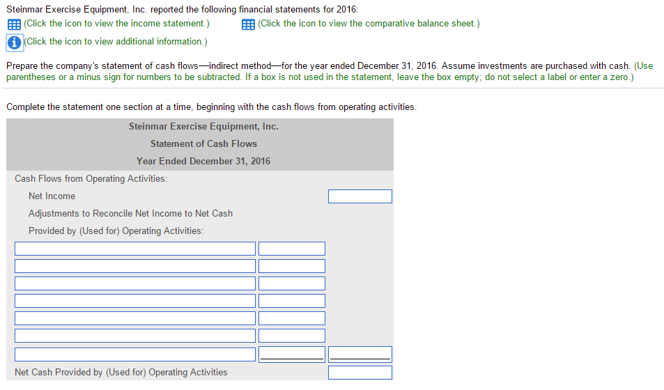 Solved Steinmar Exercise Equipment, Inc. reported the