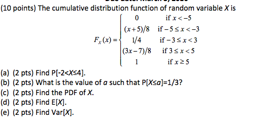 Solved The cumulative distribution function of random | Chegg.com
