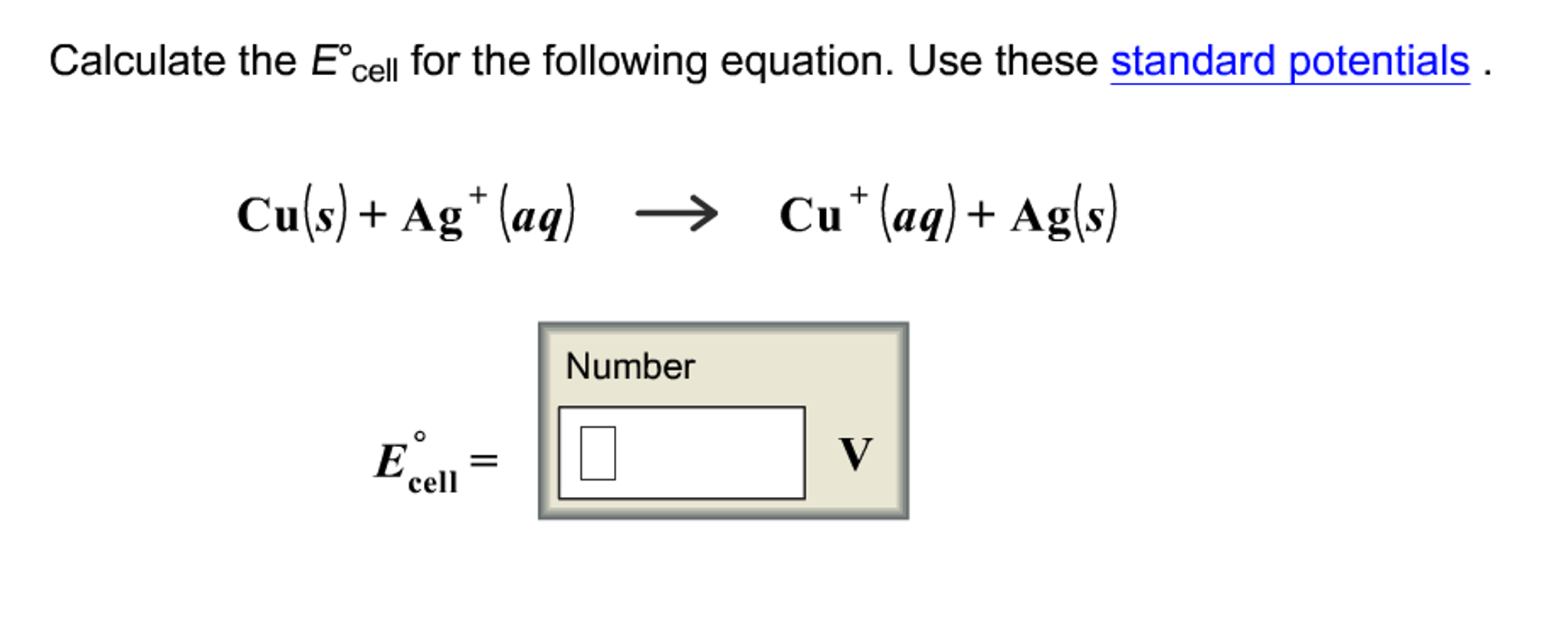 Solved Calculate the E°cell for the following equation. Use | Chegg.com