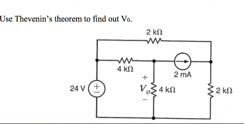 Solved Use thevenins theorem to find out v0 | Chegg.com