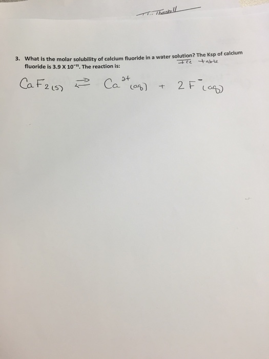Solved What is the molar solubility of calcium fluoride in a