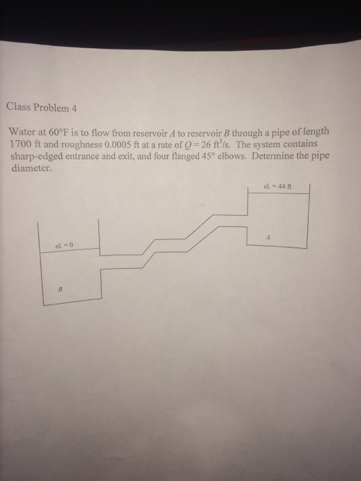 Solved Water at 60 degree F is to flow from reservoir A to | Chegg.com