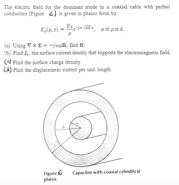 Solved The electric field for the dominant mode in a coaxial