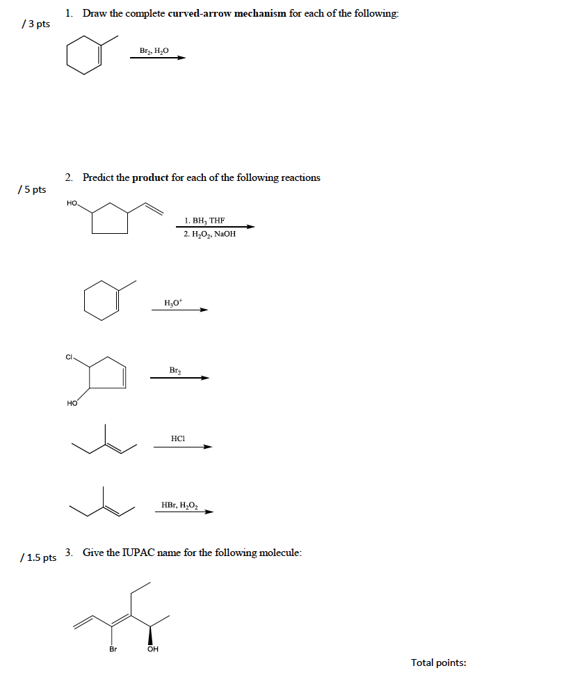 Solved 1. Draw the complete curvedarrow mechanism for each