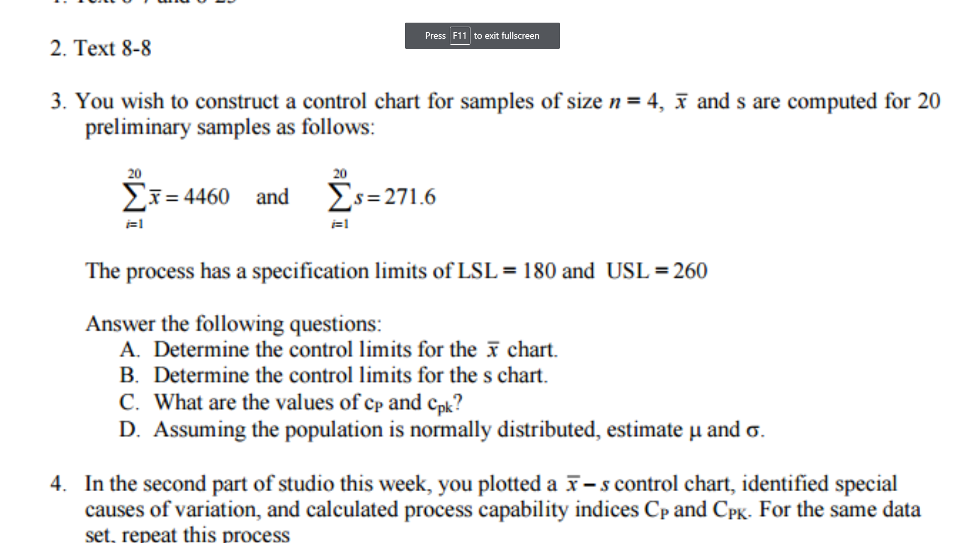 Solved You wish to construct a control chart for samples of | Chegg.com