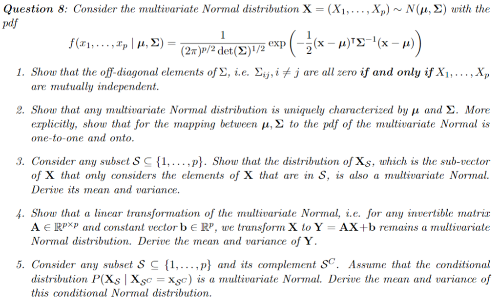 Question 8: Consider The Multivariate Normal | Chegg.com