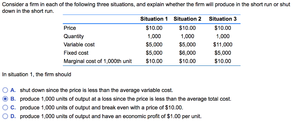 Solved Consider a firm in each of the following three | Chegg.com