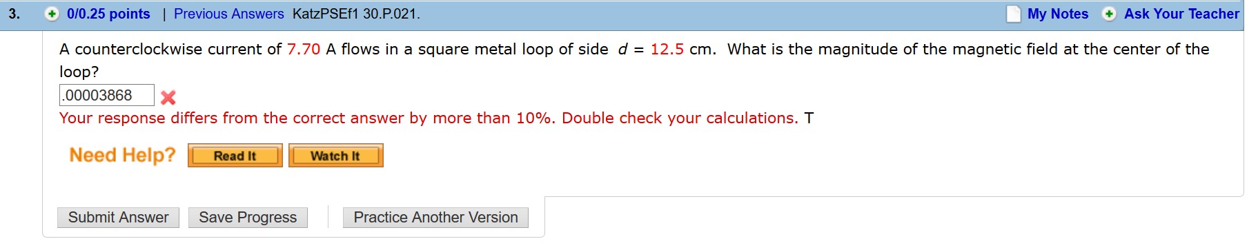 Solved A counterclockwise current of 7.70 A flows in a | Chegg.com