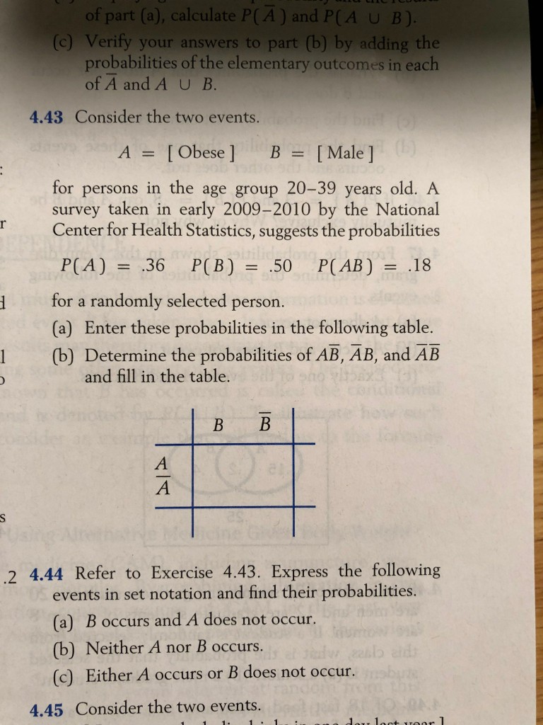 Solved Of Part a Calculate P A And P A U B c Verify Chegg