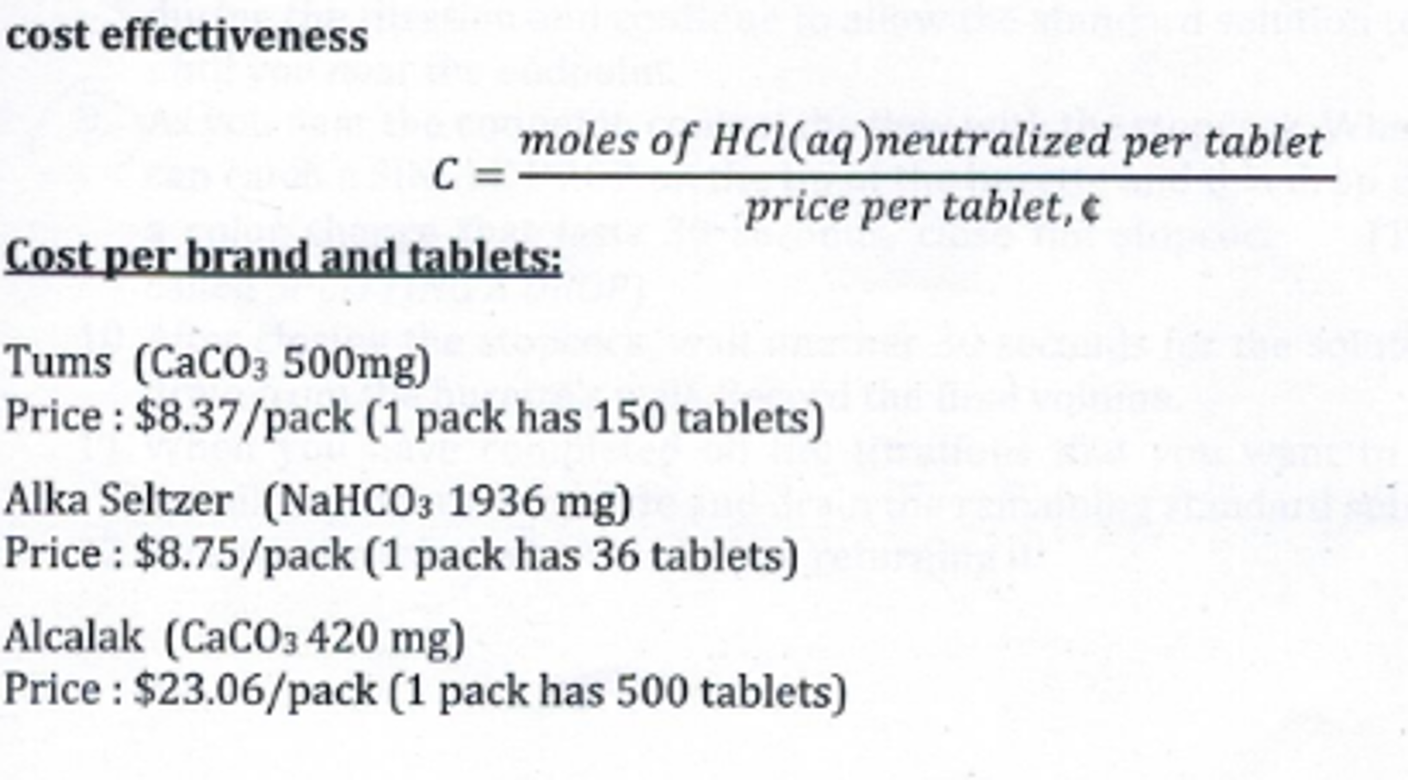 which antacid is the most effective in terms of cost.