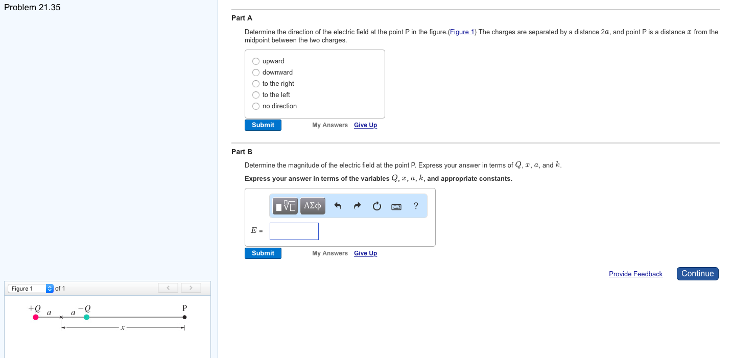 Solved Determine the direction of the electric field at | Chegg.com