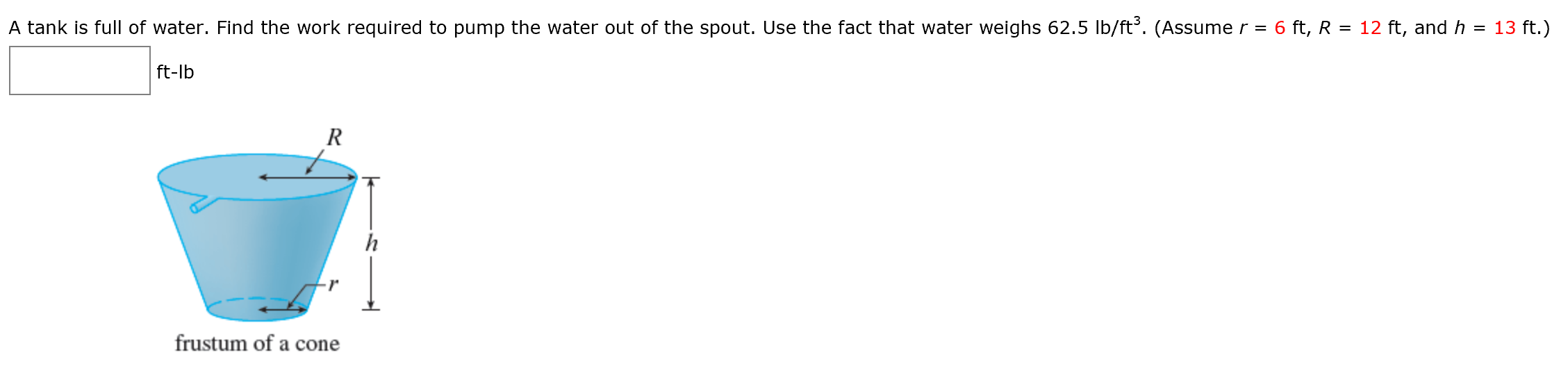 Solved A Tank Is Full Of Water Find The Work Required To Chegg