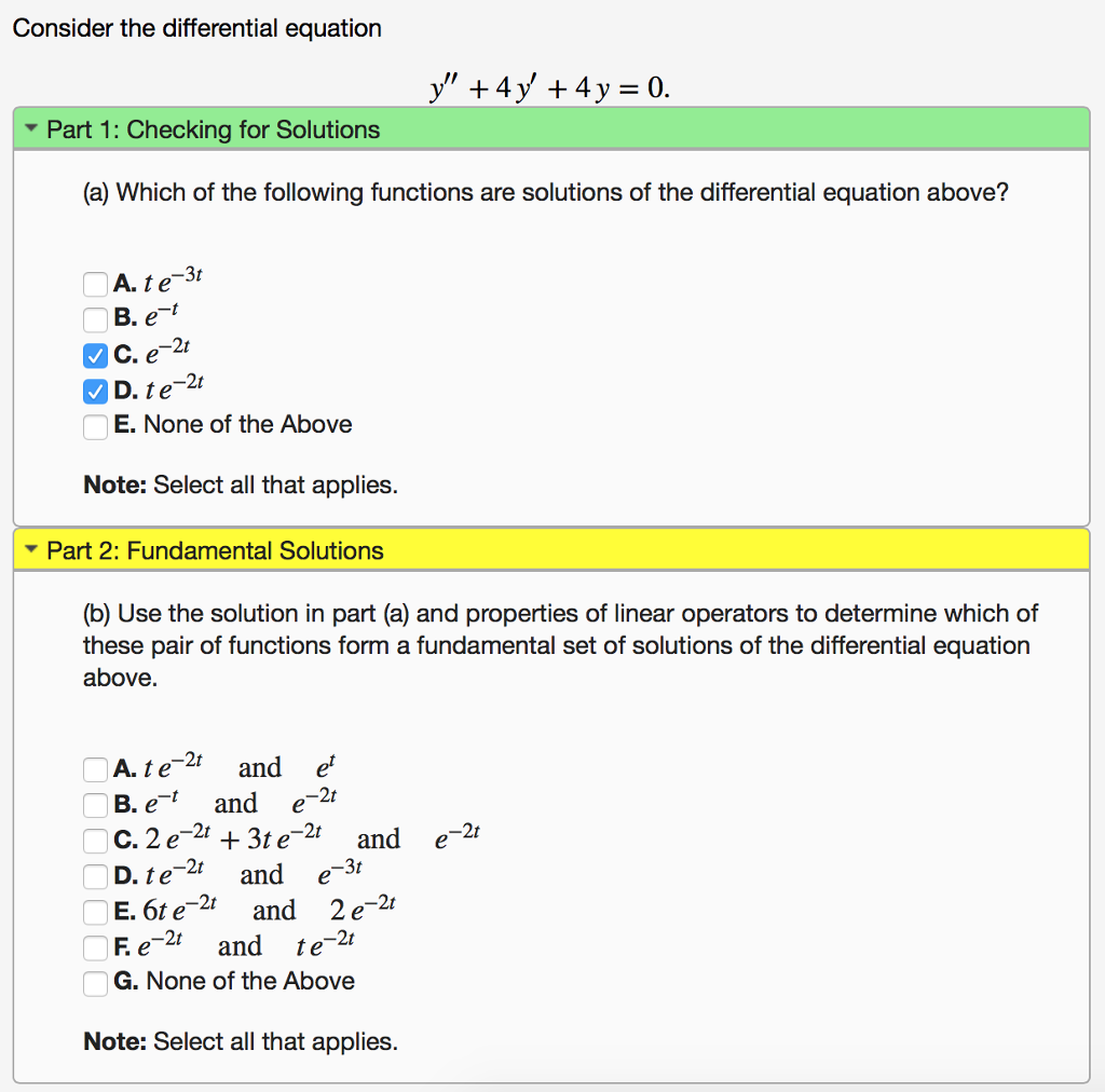 Solved Consider The Differential Equation Y 4y 4y 0 Chegg Solved Consider The Differential Equation Y 4y 4y 0 Chegg