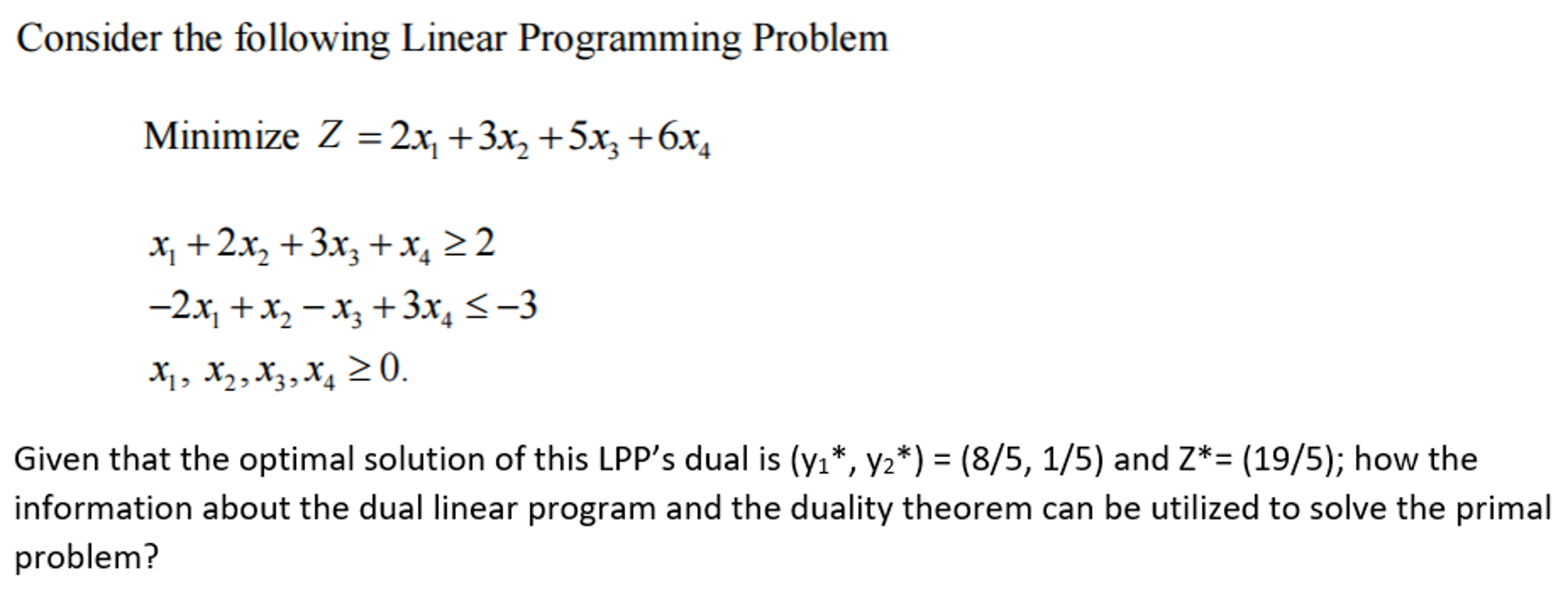 Solved Consider the following Linear Programming Problem | Chegg.com