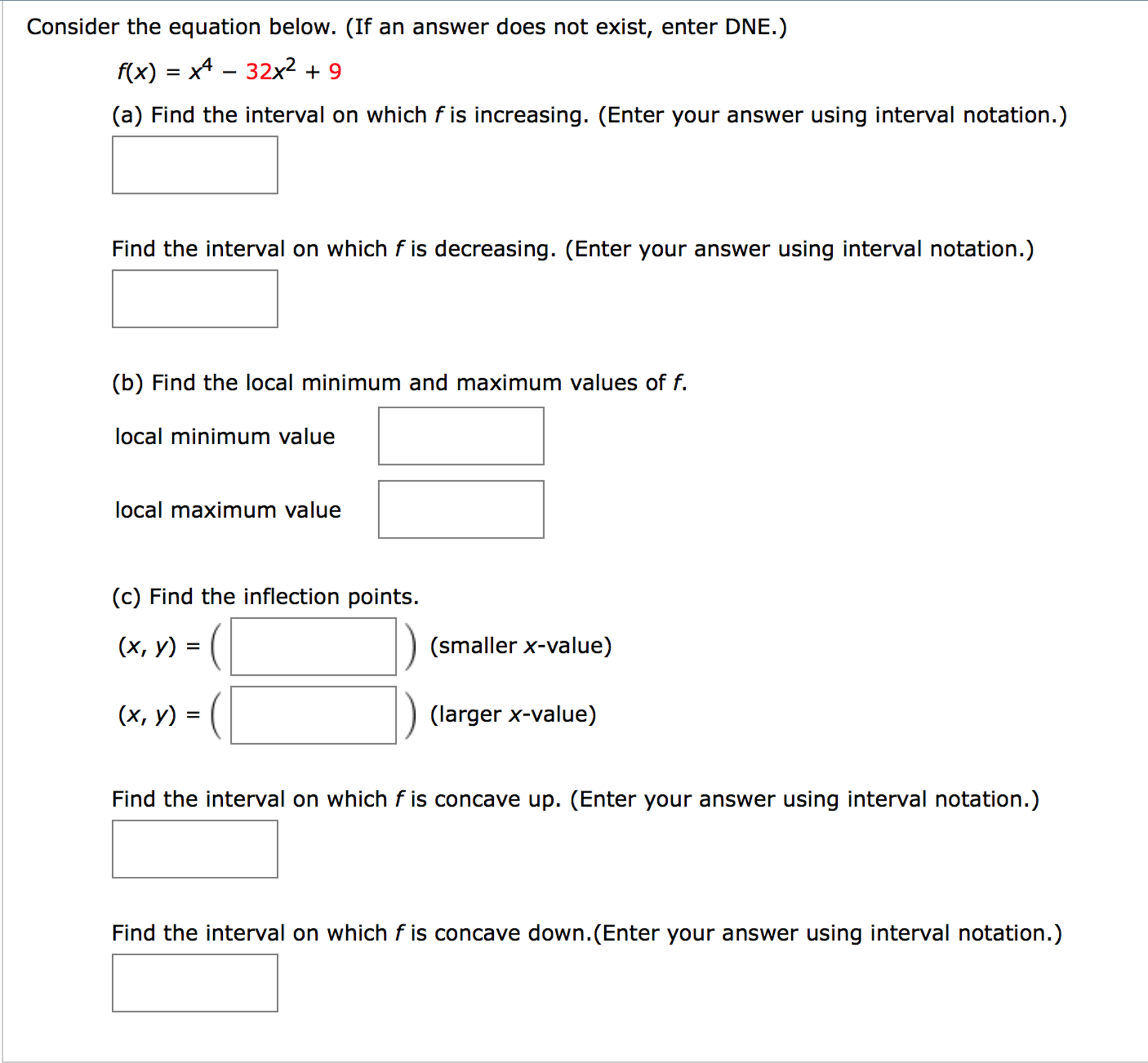 solved-consider-the-equation-below-f-x-x-4-32x-2-9-chegg