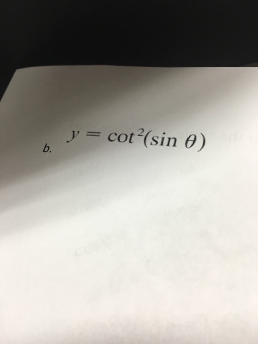 Solved y = cot^2 (sin theta)