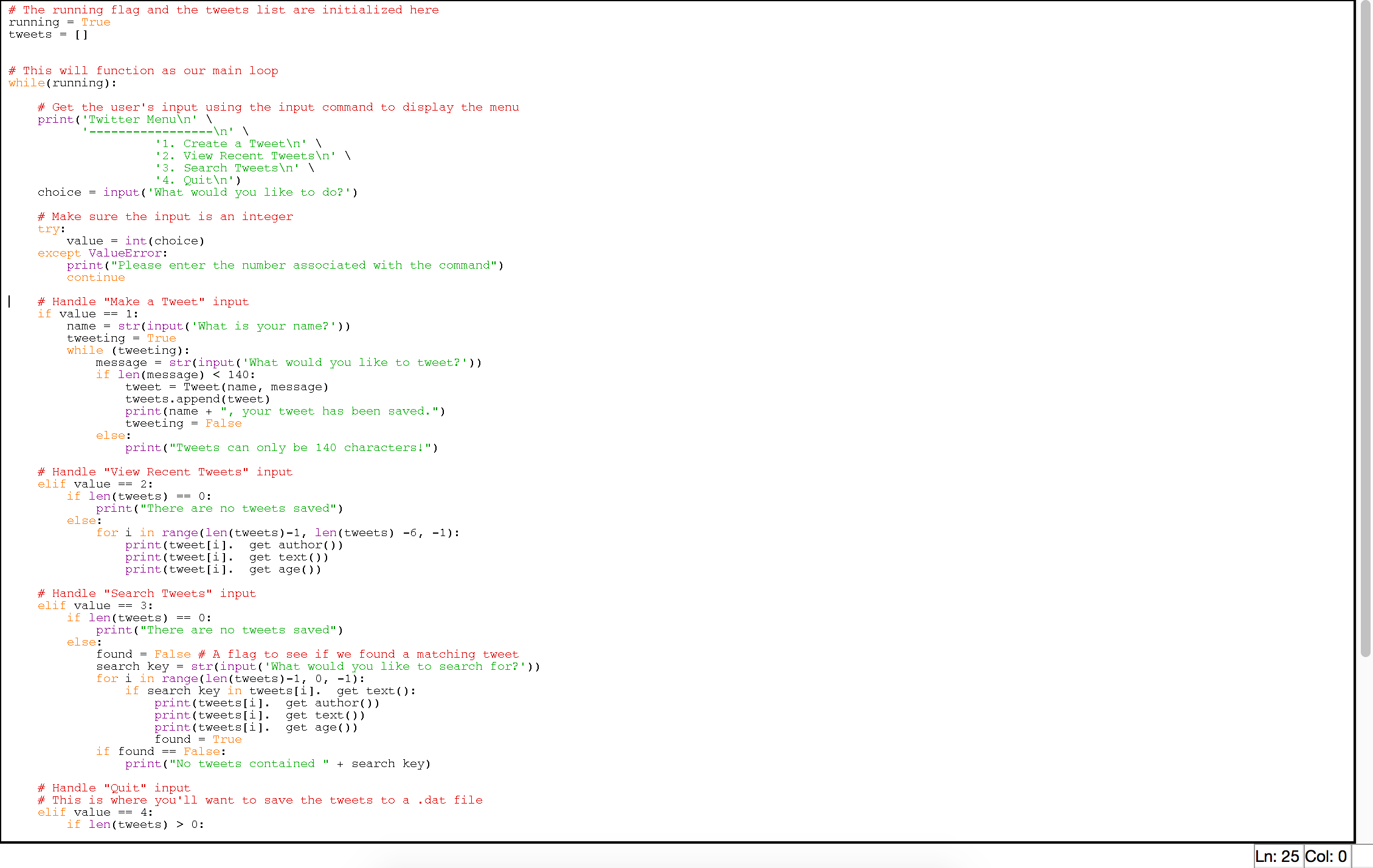 Solved I need to create a Tweet Manager program uses Python! | Chegg.com