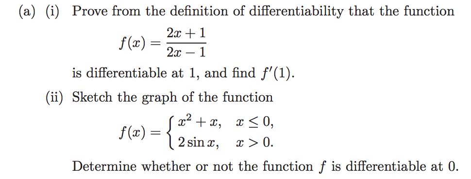 Solved Prove from the definition of differentiability that | Chegg.com