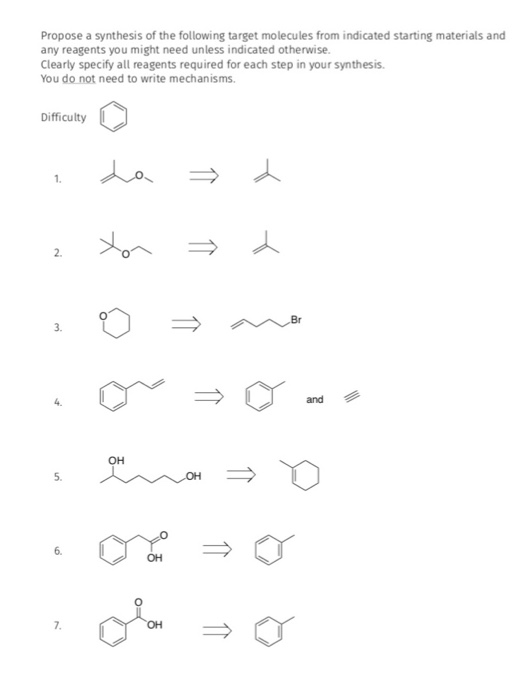 Solved Propose A Synthesis Of The Following Target Molecules | Chegg.com