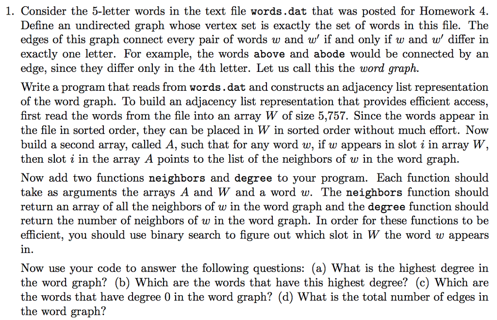 1 Consider The 5 letter Words In The Text File Chegg