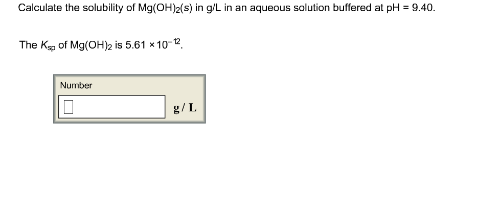 Calculate the solubility of Mg(OH)2(s) in g/L in an | Chegg.com
