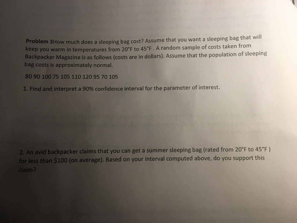 Solved How much does a sleeping bag cost? Assume that you