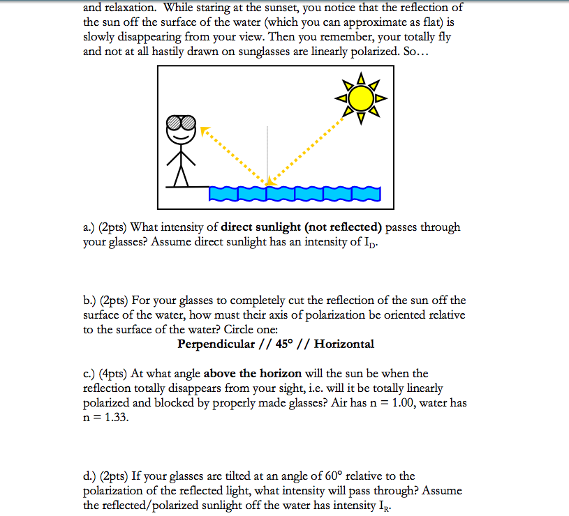 Solved What Intensity Of Direct Sunlight (not Reflected) | Chegg.com