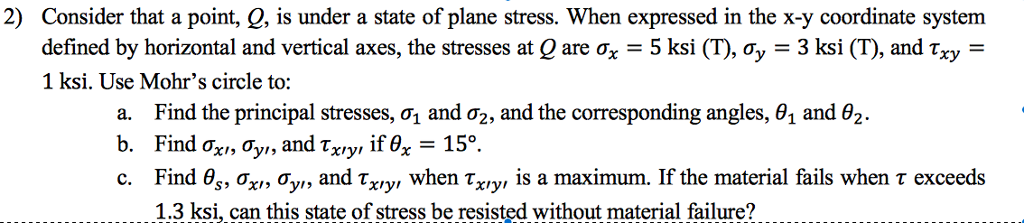 Solved For all problems, draw the state of stress on a unit | Chegg.com