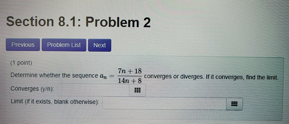 Solved Section 8.1: Problem 2 Previous Problem List Next (1 | Chegg.com