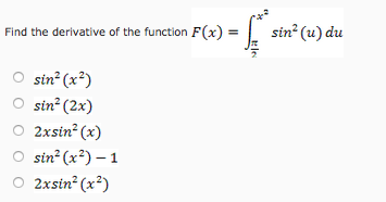 find the derivative of the function f x )= sin x 2