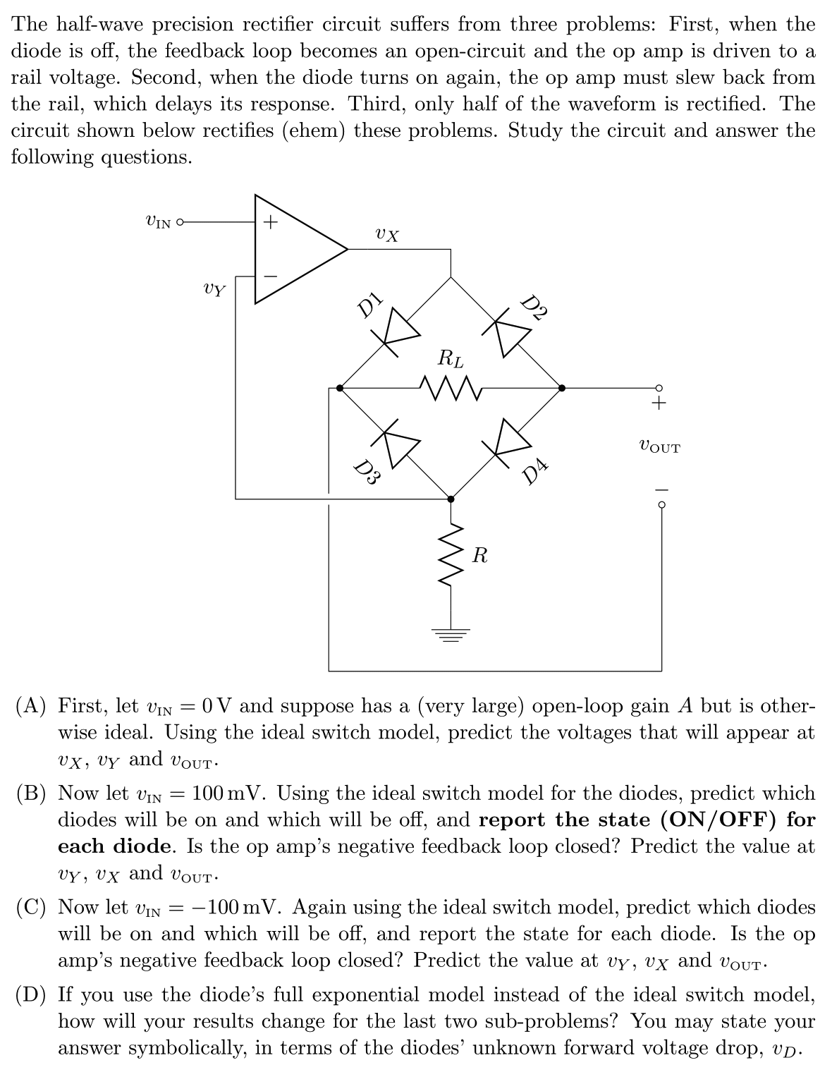The halfwave precision rectifier circuit suffers