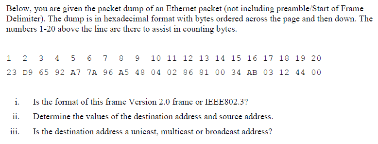 Solved Below You Are Given The Packet Dump Of An Ethernet Chegg Solved Below You Are Given The Packet Dump Of An Ethernet Chegg